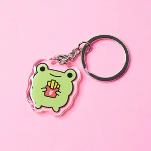 Frog Keychain, Frog Keychain, Acrylic Frog Keychain, Fries Keychain, Cute Frog Keychain, Animal Keychain, Kawaii Frog Keychain