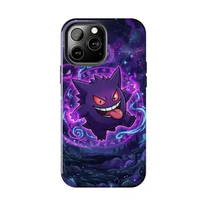 Gengar Electric Purple Shadow Monster Case with Cross Patterns for iPhone 17 - 11 Pro Max Plus Mini X XR XS 7 8 Plus or SAMSUNG GALAXY S25 - S21 Ultra Plus