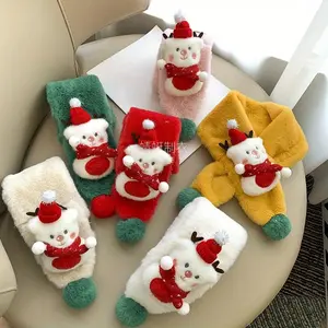 NewWinter Warm and Comfortable Fawn Cartoon Fur Ball Red and Green Fur Scarf