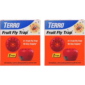 Terro Fruit Fly Traps for Indoors (4 Pack) + 180 Days of Lure Supply