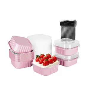 15 Pack Square Mini Cake Pans with Lids,Mini Loaf Pans with Lids,Disposable Ramekins Cupcake Cups,Aluminum Foil Baking Cups,Muffin Tins,Dessert Cups for Wedding Birthday Party Picnics,10oz