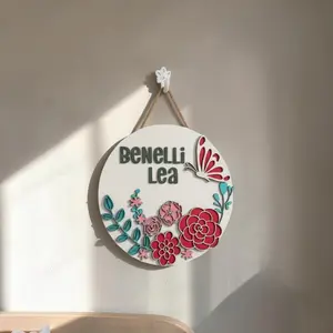 Personalized 12” Round Wall Hanging, Custom Name Sign for Kids Room, Nursery Decor