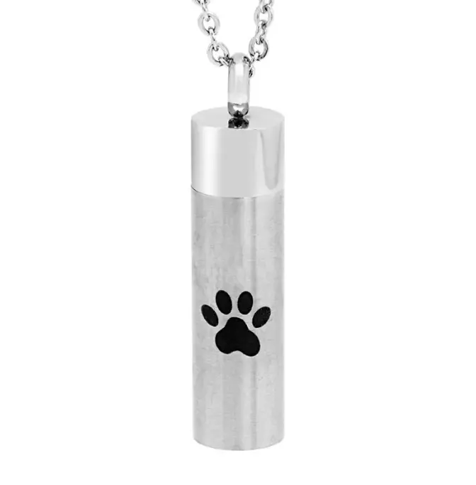 Cremation Urn Necklace Pet Paw Engraved Openable Bottle Keepsake Pendant for Ashes