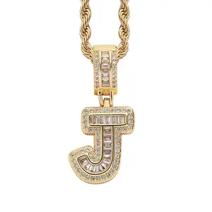 First-Letter Pendant Necklace 14k Gold-Plated A-Z Round Zirconia Thick Necklace Personalized Jewelry Gift