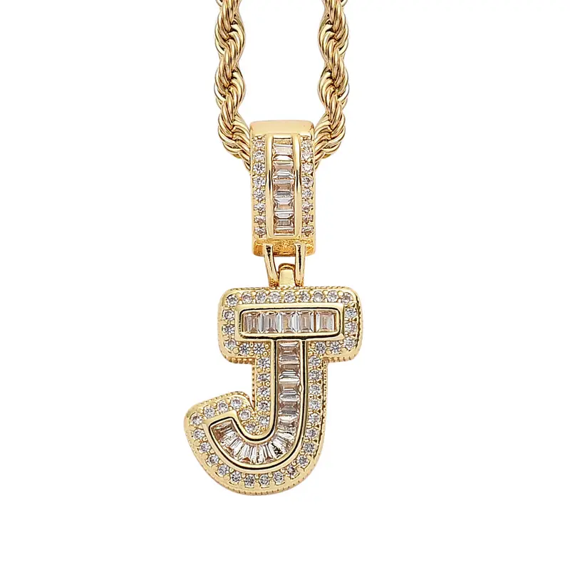 14K Gold-Plated A-Z Round Zirconia Thick Initial Chain Pendant Necklace - Customized CZ Letter, Hypoallergenic Gold Accessories, Exquisite Trendy Statement Jewelry for Women, Sohochic Gifting Piece