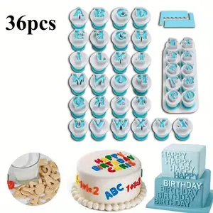 DIY Cookie Stamp Tool Set Capital Letter Number Design Spring Press Type, Cake and Dessert Decoration Tools, Embosser Baking Tool, for Creative Cookie Making and Fondant Design bakeware