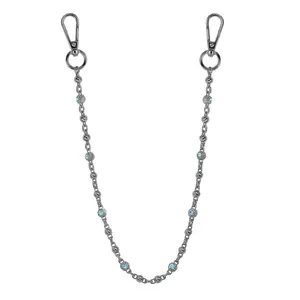 8mm Ball Pant Chain – Silver / Black / Silver Blue Tone Link Chain