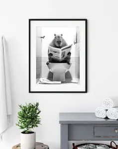 Capybara Wall Art Funny Bathroom Cute Capybara Art Capybara Poster Capybara Print Kids Bathroom Whimsy Animal Art Capybara Reading