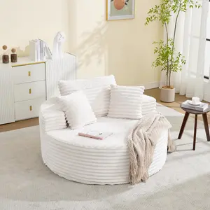 Garvee Oversized 54.7-inch Corduroy Chaise Lounge Chair with Deep Seat and 4 Pillows, Modern Boneless Cloud Couch for Living Room, Bedroom, Apartment, No Assembly Required, Beige