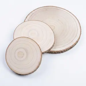 Rustic Natural Wood Slices with Bark, Round Wooden Disc Set for Table Decoration, 2PC / 4PC, Multiple Sizes