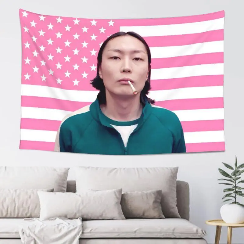 Nam-gyu Blush Pink American Flag 40in x 60in Funny Tapestry Wall Mural, Home Decor Supplies, Wall Tapestries & Decoration Items for College Dormitory