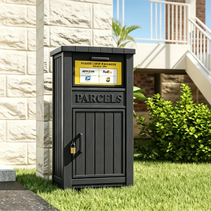 Package Delivery Box for Outside, Large Lockable & Weatherproof Anti-Theft Large Parcel Drop Box for Porch, Curbside, House Storage, Black,dorm essentials,home decor