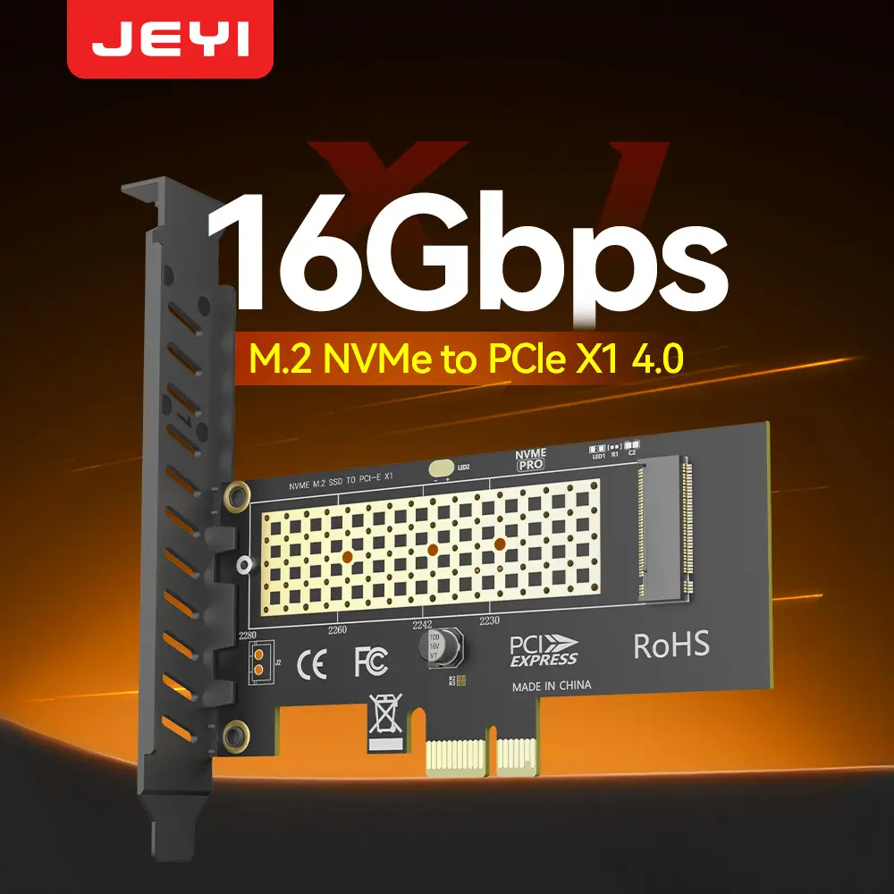 JEYI M.2 NVMe to PCIE X1 Adapter Card for PCIe 3.0/4.0 M.2 PCIe Interface Converter SSD Expansion Card for X1/X4/X8/X16 slots