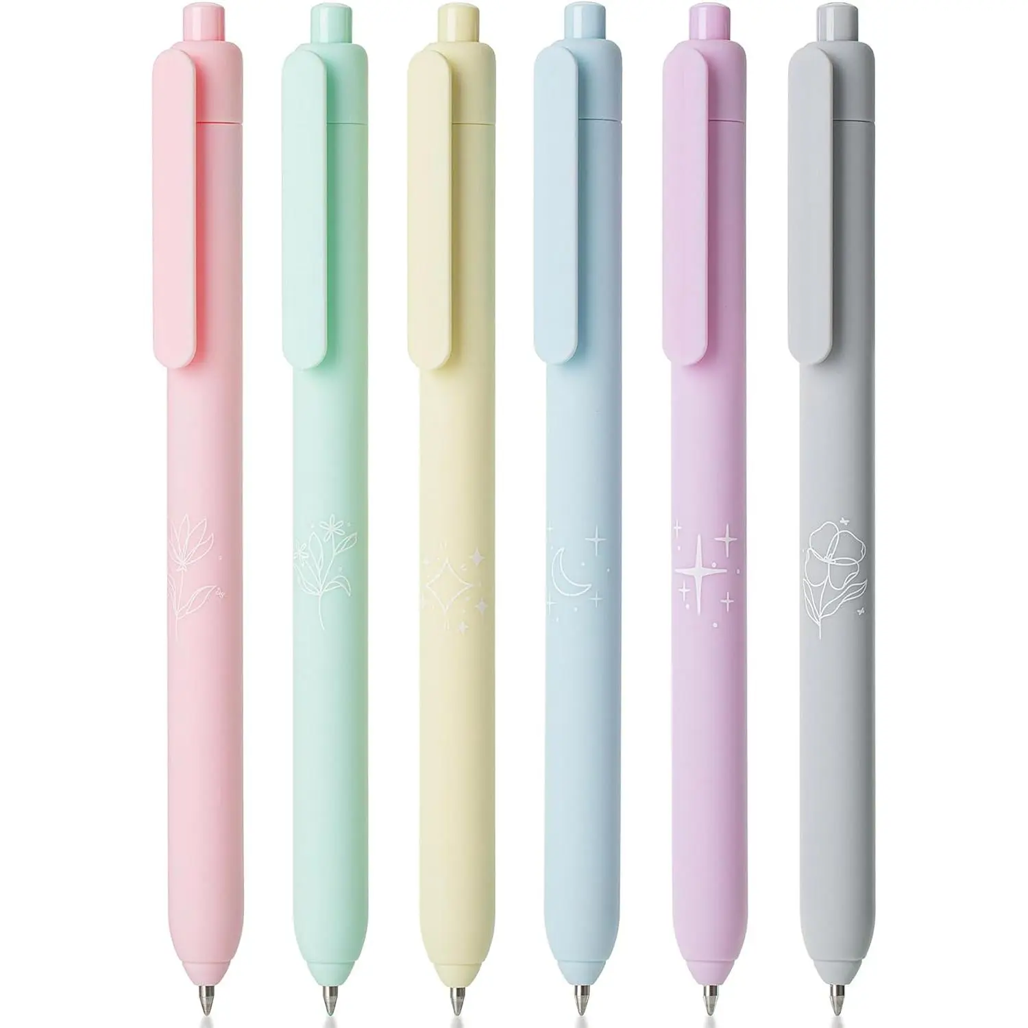 6-Pack Retractable Pastel Gel Pens, 0.7mm Fine Point, College Student Pen, Versatile for Note-Taking, Office & School Writing Supplies