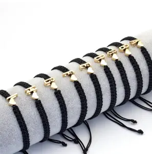 Custom Letter Bracelets Adjustable Heart Woven String Handmade Jewelry for Couples & Friends Perfect Gift for Women and Men Bangles