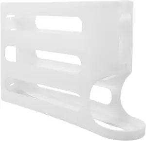 2-Piece Ladder-Shape Compact Fridge Egg Organizer, 4-Tier White Sliding Space-Saver Storage Container for Refrigerator & Kitchen Countertop
