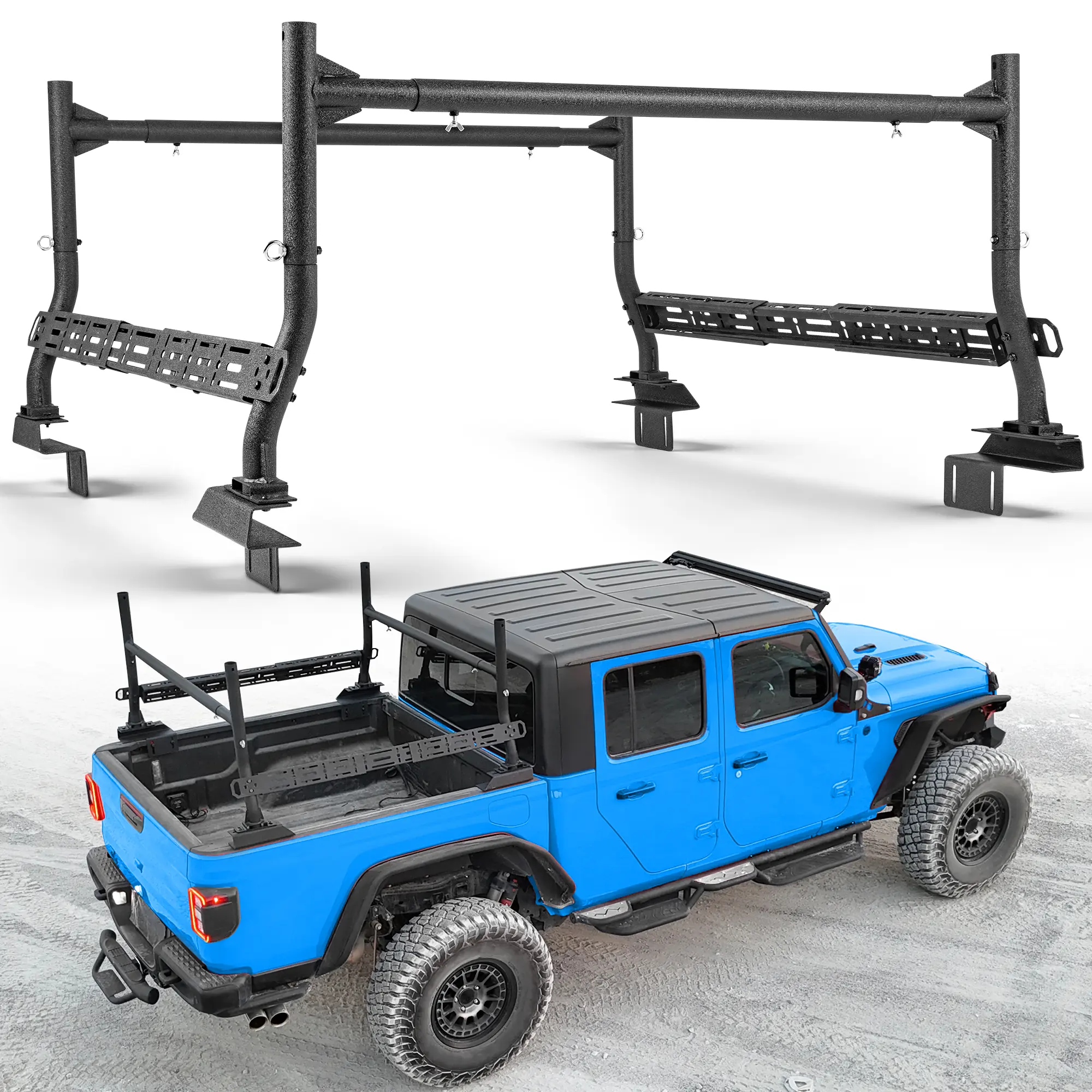 MONOKING Adjustable Full-Size Truck Ladder Rack – Automotive Car Accessory with Adjustable Bars, Customizable Extendable Crossbars, Enhances Functionality for F150 F250 F350 Silverado Sierra Ram 1500-3500 Tundra Titan