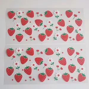 16oz Strawberry UV DTF Wraps - Perfect for Beverages - Drinkware