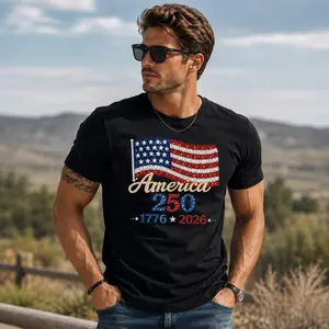 America 250th Anniversary Rhinestone Print Shirt, Patriotic USA Flag Tee, 1776 2026 Independence Day Shirt