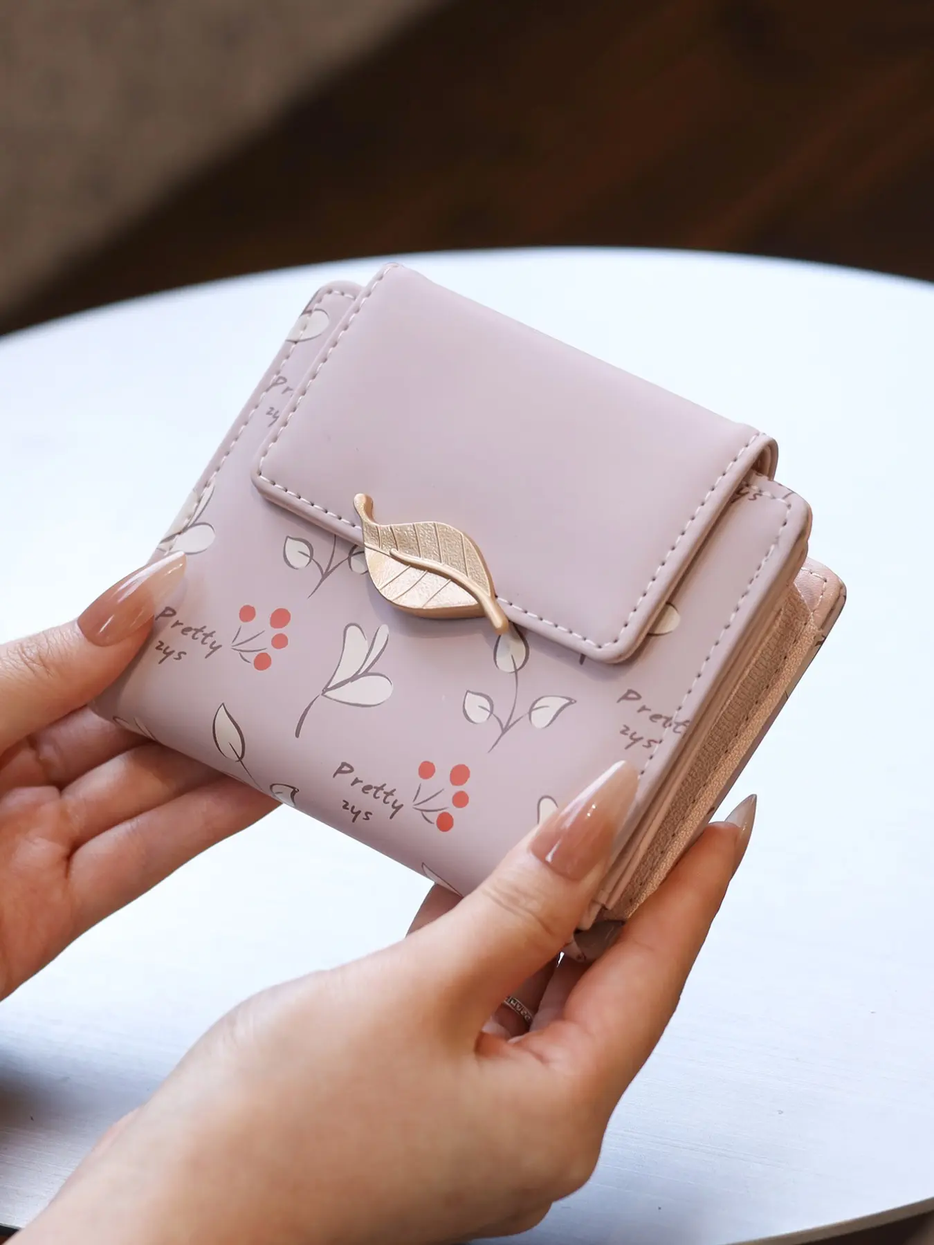 2026 New Women's Printed Zipper Clasp Coin Purse, Multi-Card Slot Foldable Wallet, Large Capacity Fashion College Style Short Billfold