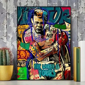 1pc Canvas Poster, No Frame, Modern Art, Abstract Angry King Man Poster, Creative Graffiti Art Quotes Canvas Painting, Ideal Gift For Bedroom Living Room Corridor, Wall Art, Wall Decor, Fall Decor, Room Decoration,Frameless Gifts Birthday Graduation