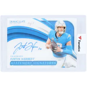 Justin Herbert Los Angeles Chargers Autographed 2024 Panini Immaculate Collection Statement Signatures Platinum #STS-JHT #1/1 Card - Fanatics Authentic Certified