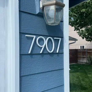 1pc 5 Inch Modern White Metal House Number｜Floating Mount Outdoor Address Sign