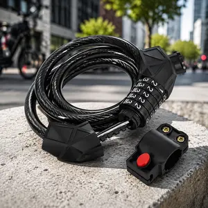 5-Digit Resettable Scooter Lock - 4ft Braided Steel Cable, Weatherproof PVC, Easy Mount, Custom Combination, Anti-Theft & Scratch Resistant