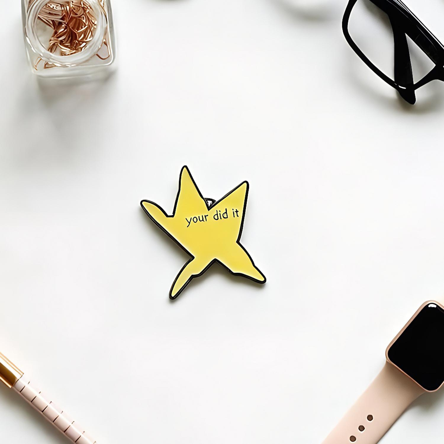 2PCS “You Did It” Star Enamel Pins – Motivational Funny Badge for Jackets, Hats, Backpacks – Gifts for Friends & Coworkers