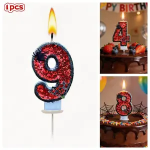 0-9 Number Birthday Candles, Kids Birthday Party Cake Decor, Boy's First Birthday Sweet Table Plaque, Spider Web Candles, Photo Props