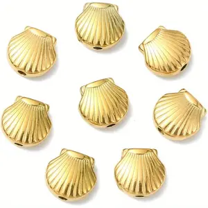 150 Golden-Layered Conch-Shaped Beads, Marine Sea Creature Spaced Beads, Used As Accessory Parts for DIY Jewelry Making.