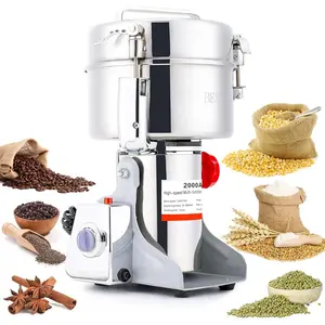 Electric Grain Mill  2000g Stainless Steel Pulverizer 36000r/min  Grain Mill 3500W Dry Material Grinding Machine 270? swingable Superfine  for  and Commercial