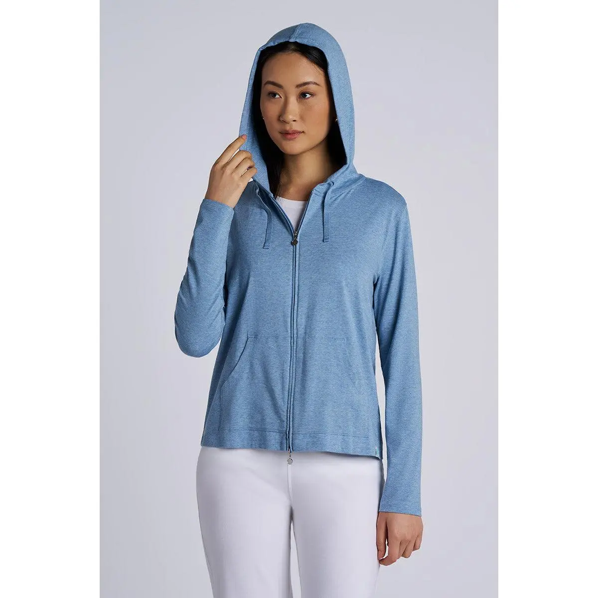 Seaside | Women's Zip-Up Hoodie | Light Blue Heather
