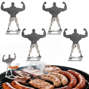 Funny BBQ Stand Muscle Man Hot Dog Holder | Reusable Stainless Steel Hotdog and Sausage Stand | Portable Hot Dog Roaster | Barbecue Grill Accessories | Funny Birthday Gifts for Men