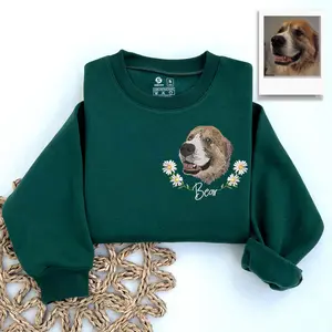 Custom Dog Face Embroidered Sweatshirt, Gifts for Pet Owners, Pet Loss, Dog Memorial Gifts