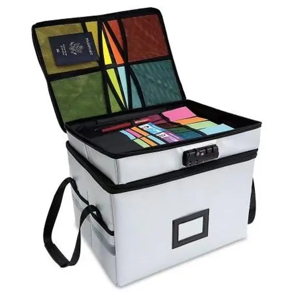 Collapsible Fireproof Storage Box Document Organizer with Lock