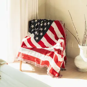 USA Flag Woven Throw Blanket