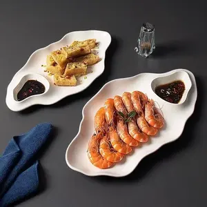 12-inch Dumpling Plate with Compartment & Vinegar Dish Special for Shrimp French Fries Farmhouse Hotel & Restaurant Use Versatile for Special Occasions