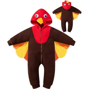 P-GCS027  Toddler Boy Girl Turkeys Costume Onesie Thanksgiving Cosplay Hooded Outfits Romper