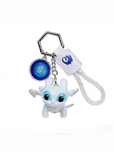 "How to Train Your Dragon" Toothless Keychain with Light-Up Eyes - Cartoon Keyring, Backpack Accessory, Keychain Wristlet Strap, Gift for Valentine's Day, Birthday, and Special Occasions