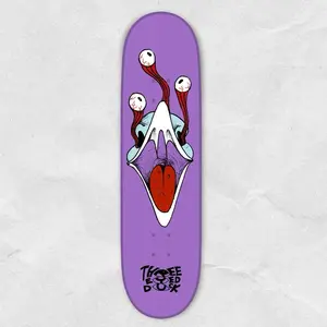 SCREAMING DUCK Skate Deck - PURPLE - 8.00 - 7 ply maple deck - three eyed duck purple design skateboard