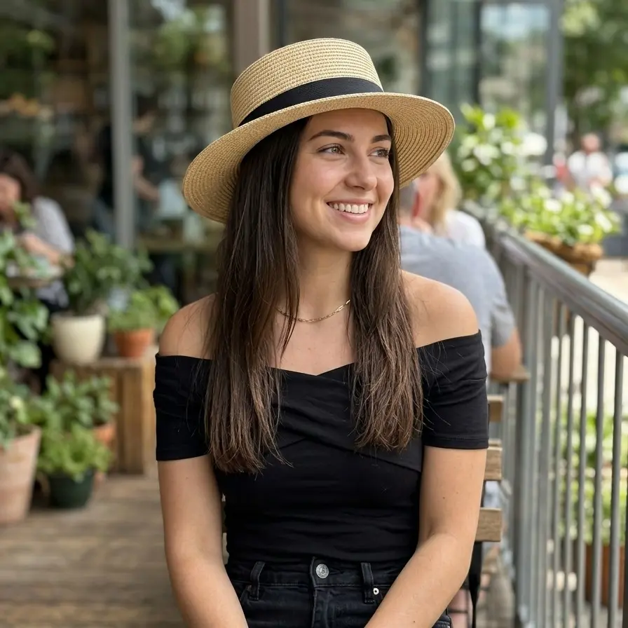 Women's Wide-Brim Lightweight Straw Hat - Cooling Sun Protection, Natural Fiber Woven Grass Hat, UV-Protective Fashion Accessory for Everyday Use, Exploring a New City, Cooling Shade, Female, Instant Styling, Lounging By The Resort Pool, Outdoor, Wide-Bri