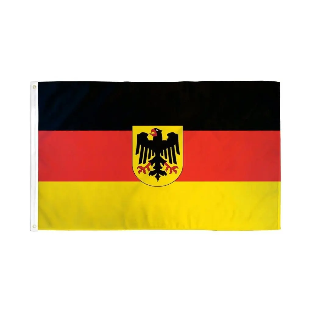 2x3ft Metal Header Tape Dye-Sublimated Polyester Germany Eagle Backdrop Tapestry Banner - Bold Colors, Home & Party Background Decoration Supply