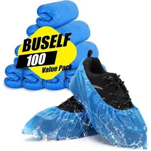 Disposable Shoe Covers Non-Slip Waterproof Booties – 100 Pack (50 Pairs), Fits Up to Men’s 11/Women’s 13
