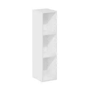 FULDA Bookcase, 3-Tier Narrow Bookshelf, Bookcase 8-In Wide Narrow Bookcase, 9.3 x 7.9 x 31.5, for Living Room Bedroom Home Office, White