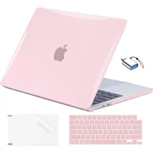 Compatible with MacBook Air 13 inch Case M5 2026-2022 M4 M3 M2 Model A3449 A3240 A3113 A2681, Mac Air 13.6 inch Hard Shell & Keyboard Cover & Screen Film & Type-C, Crystal Pink
