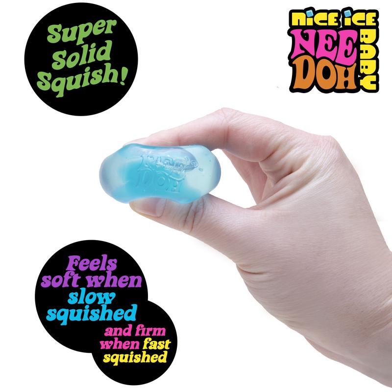 NeeDoh Teenie 10-Pack – 5 Styles of Squishies: Nice Ice Baby, Original, Swirl, Ripples, Glow, Colorful Sensory Fidget Toys for Ages 3+