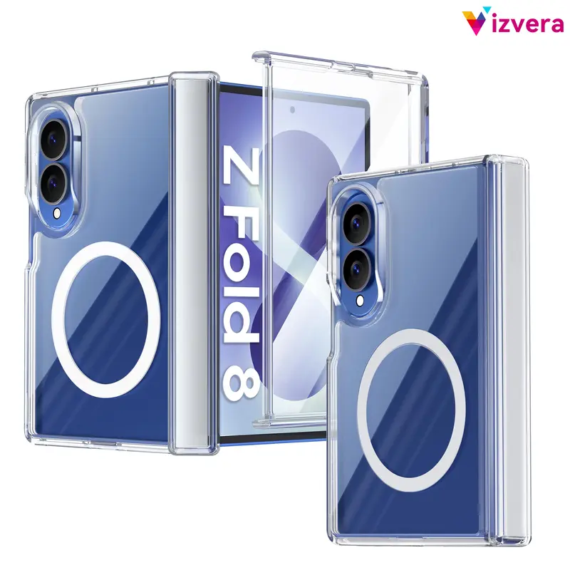 Vizvera Hard Shell Phone Case for Samsung Galaxy Z Fold 8 (2026)/Z Fold 8 Ultra, Full Hinge Protection, Built-in 9H Glass Screen Protector, Magnetic Ring, Slim Shockproof TPU-PC Translucent Matte, Smooth Soft Touch | TikTok Shop Back to School techvibes