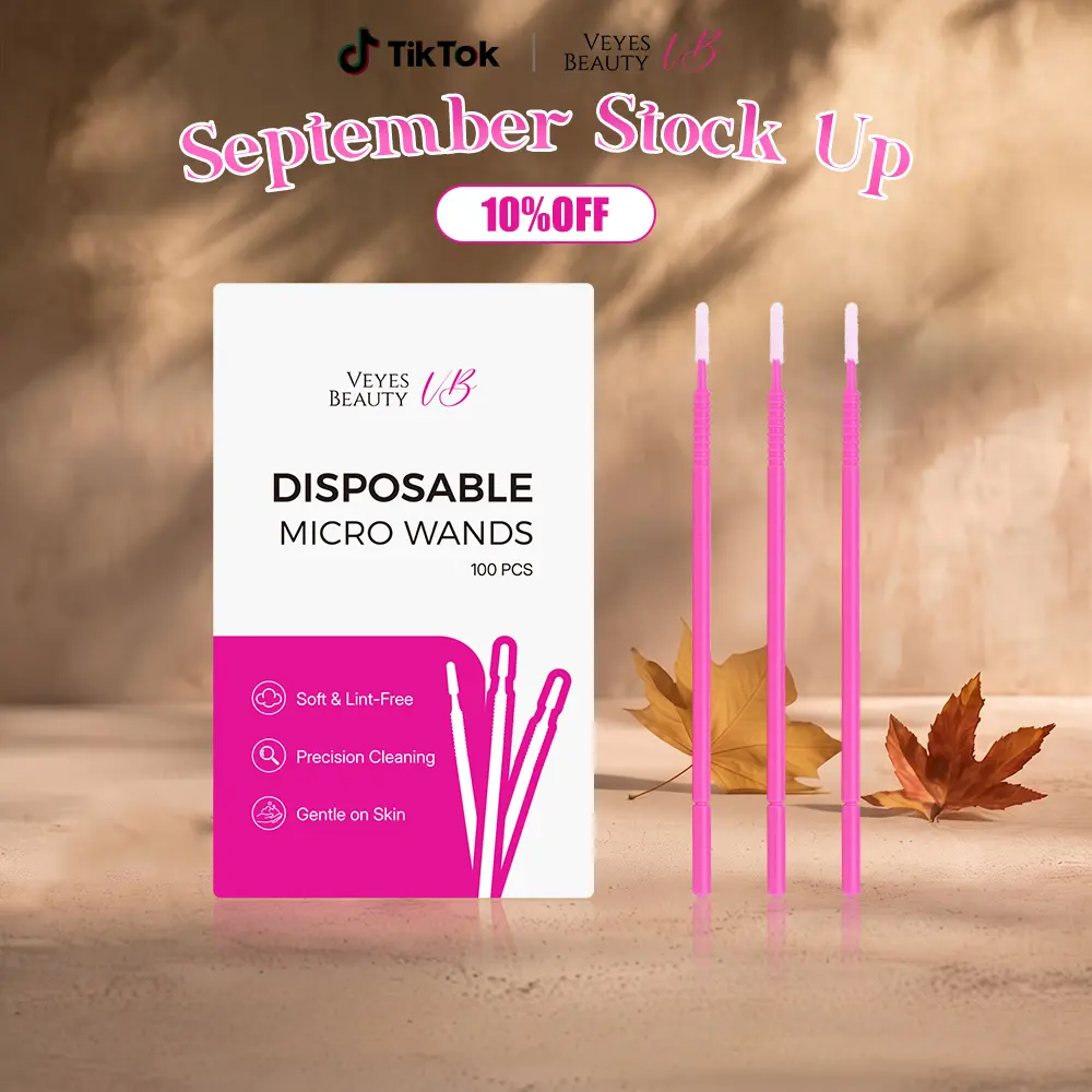 VEYESBEAUTY Gentle Disposable Micro Applicator Brushes - Soft Tip Micro Wands for Precise Lash Touch & Makeup Application, Disposable Use, Multiple Packs (100/200/500 Pcs), Clean Tips