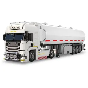 421PCS European Truck Head Model, Creative Building Blocks Set, Interchangeable Container Trailer and Fuel Tank Trailer Models, Desktop Decoration, Children's Toy Gift, Boys' Gift, Building Block Sets